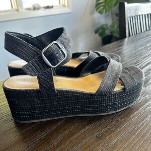Lucky Brand bainda‎ espadrilles platform sandals canvas with texture boho chic